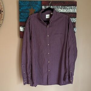 Row M Men's Purple Checkered Long Sleeve Button Down Shirt Size XL